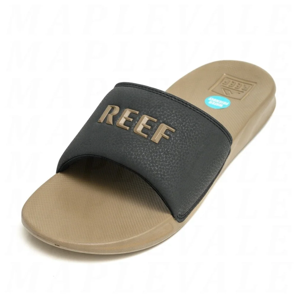 Reef One Slide Sandal - Men's Sz 8 - Black/Fossil Brown Beach Slides CJ5733 NWT